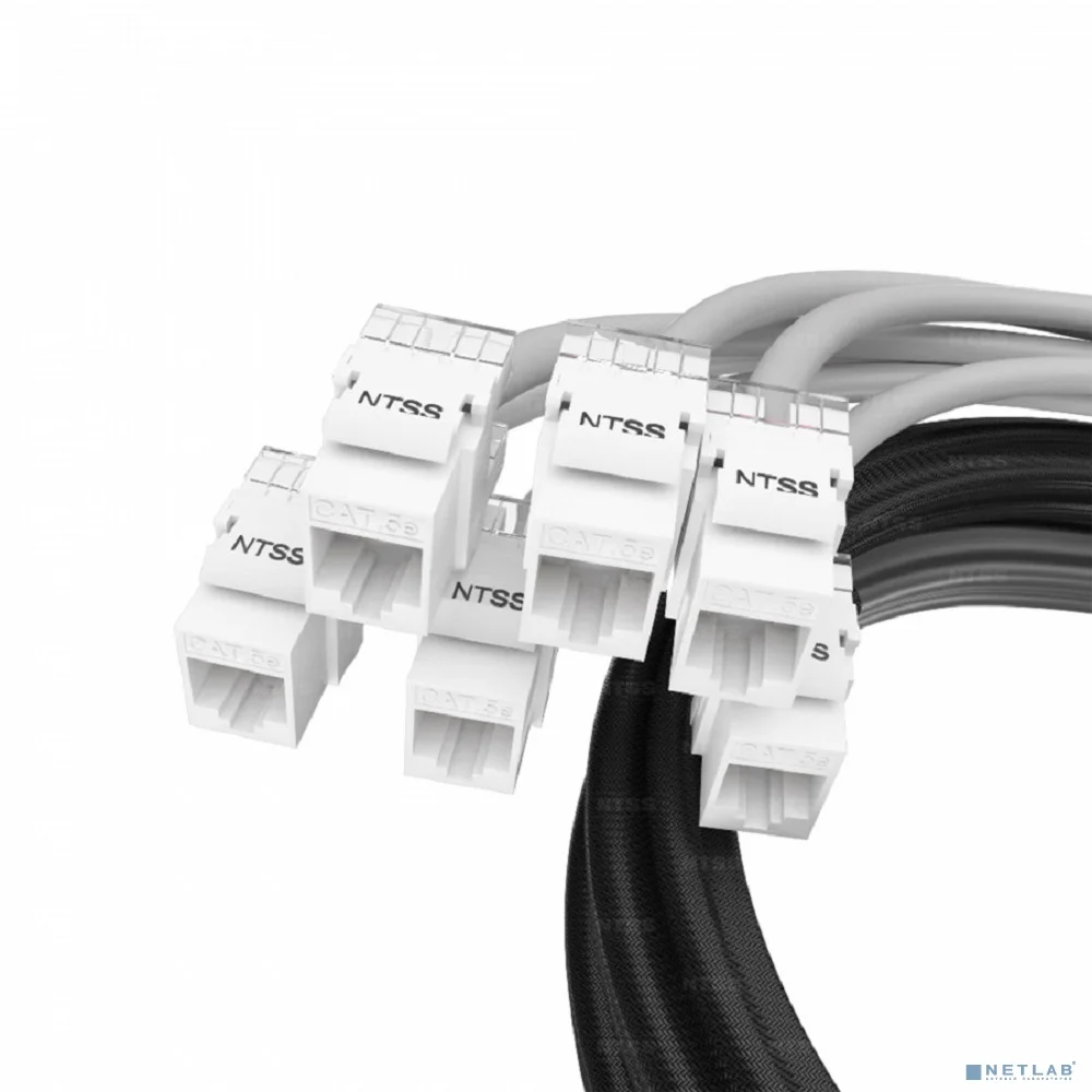 NTSS Кабельная сборка NTSS PREMIUM 24pc, UTP CAT5e, оконцована разъемами KEYSTONE RJ45 UTP CAT5e, заделка в чулке, вывод 0.6м, длина 16м, LSZH, серый NTSS-PC-PM-24-UTP-RJ45KJ-5e-S-0.6-16.0-LSZH-GY