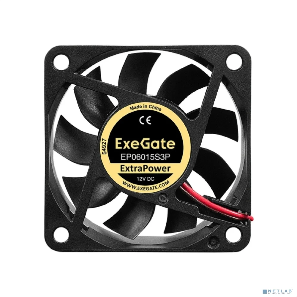 Exegate EX297029RUS Вентилятор 12В DC ExeGate ExtraPower EP06015S3P (60x60x15 мм, Sleeve bearing (подшипник скольжения), 3pin, 4800RPM, 32dBA)