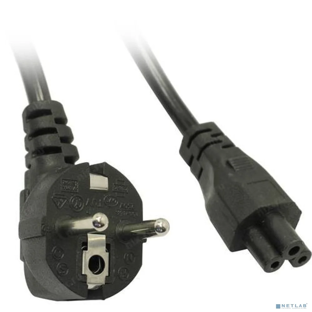 Exegate ES281006RUS Кабель питания ноутбуков ExeGate Special PC5-1,8S (Евровилка Schuko->С5) 3*0.5mm2, CCA, черный, 1.8м.