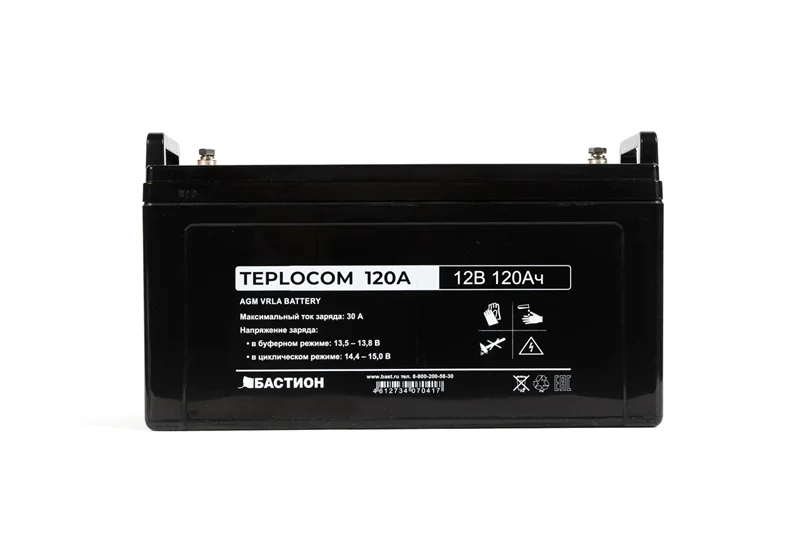 (441) Бастион TEPLOCOM 120Ач АКБ СК 12В/120 Ач/T11-M8/Срок службы 12 лет/1 г.г