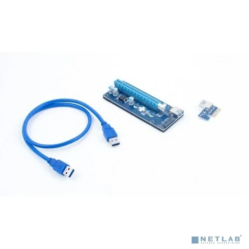 KS-is KS-347 Адаптер удлинитель райзер PCle 1x в 16х с питанием SATA/Molex/6pin