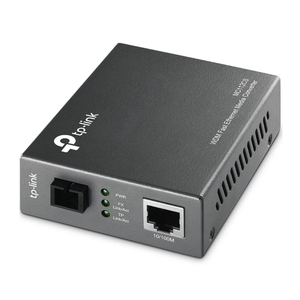 TP-Link MC112CS WDM медиаконвертер с 1 портом 10/100Base-TX и 1 портом 100Base-FX с разъемом SC (ТХ: 1310 нм; RX: 1550 нм) для одномодового оптического кабеля (до 20 км)