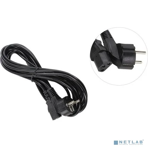 Exegate EP280664RUS Кабель питания ExeGate Power PC-5P (Евровилка угловая Schuko->С13) VDE-250V-3*0.5mm2, медь, черный, 5м.