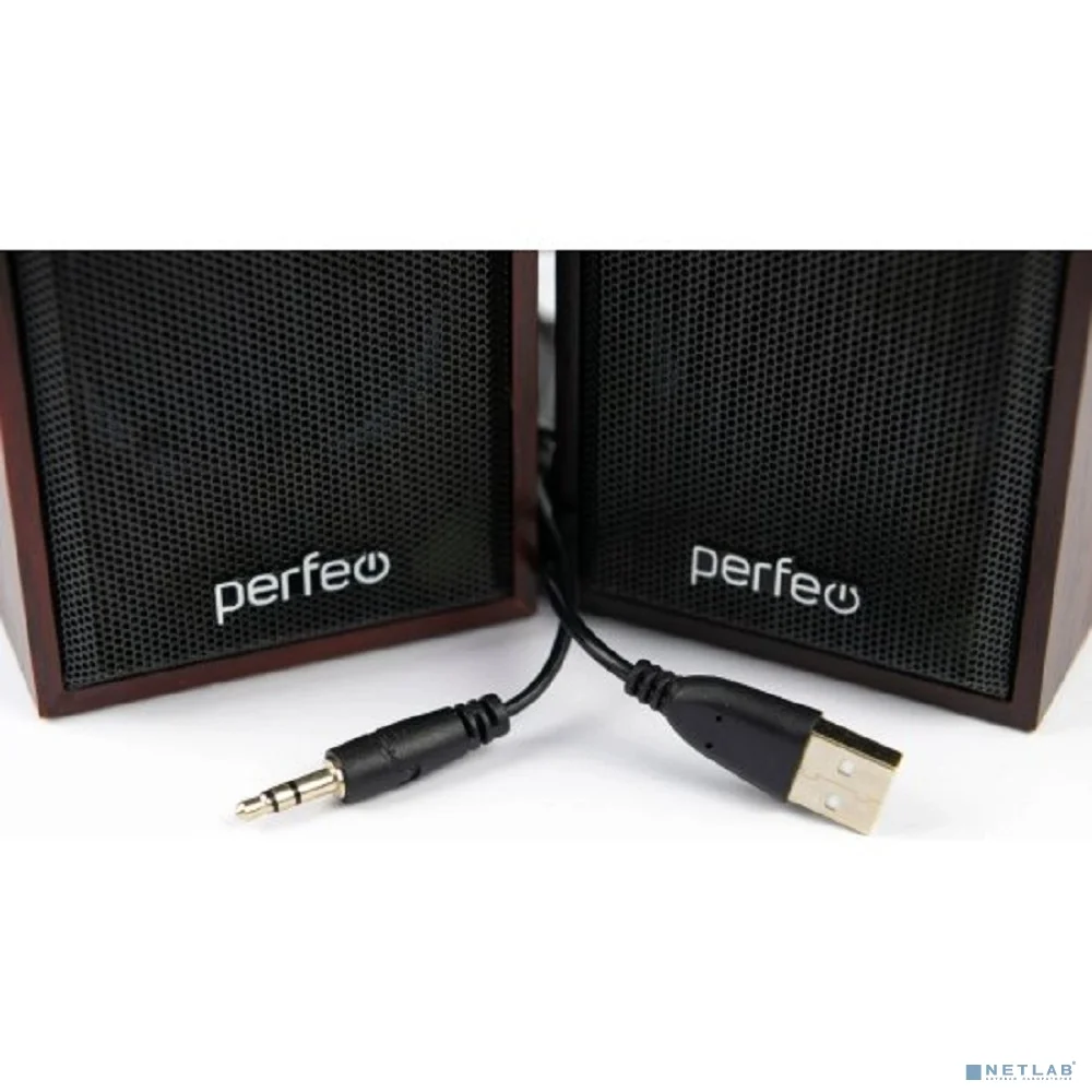Perfeo колонки "CABINET" 2.0, мощность 2х3 Вт (RMS), махагон, USB