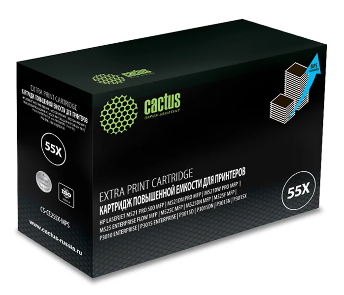 CACTUS CE255XS Картридж (CS-CE255X-MPS) для принтеров LaserJet P3015, черный, 15000 стр.