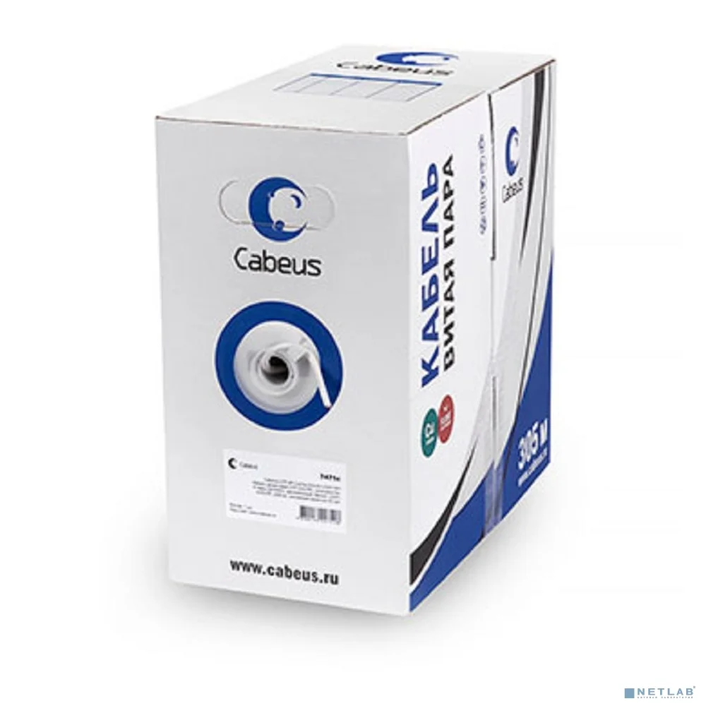 Cabeus UTP-4P-Cat.5e-SOLID-WH Кабель витая пара UTP (U/UTP), категория 5e, 4 пары (24 AWG), одножильный, PVC нг(А)-LS, белый (305 м)