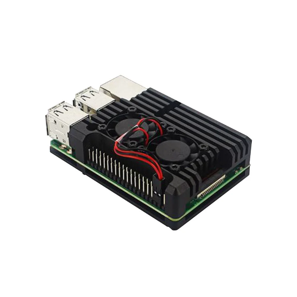 Корпус ACD RA458 Black Metal Aluminum Case with double Fans for Raspberry Pi 3B/3B+ (RASP2244)
