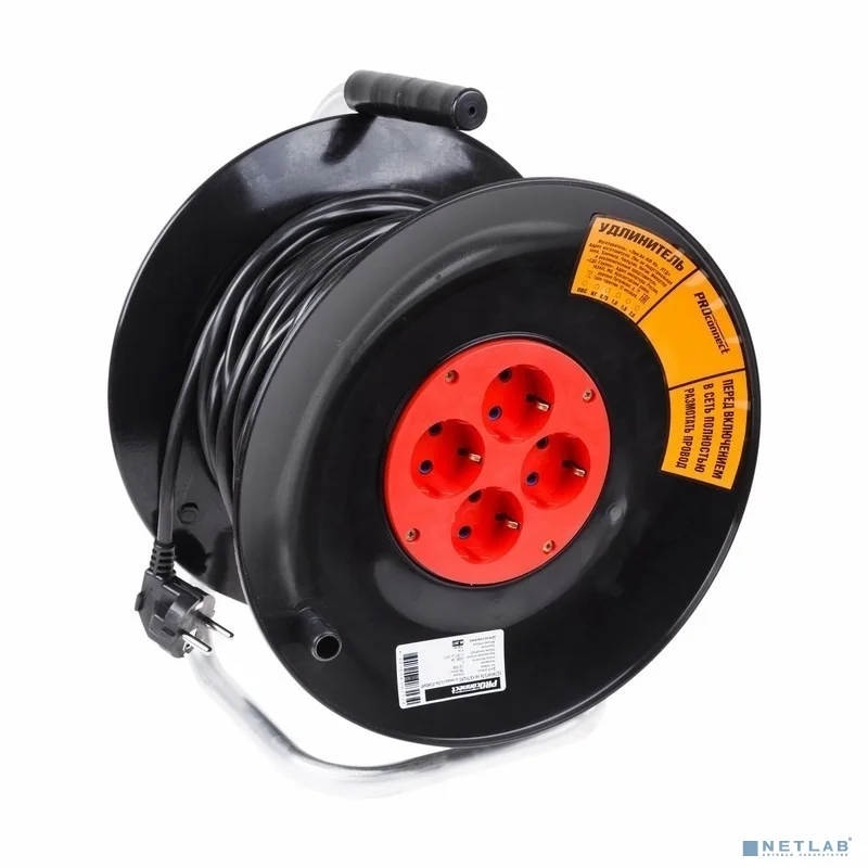 Proconnect 11-7606 Удлинитель силовой на катушке 4 гнезда с/з 40 м 3х1 мм STANDART PROCONNECT