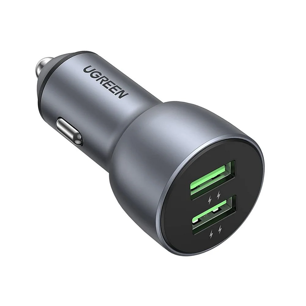 Автомобильное зарядное устройство UGREEN CD213 (70594) USB-C PD+USB-C PD 36W Fast Car Charger. Цвет: серый космос