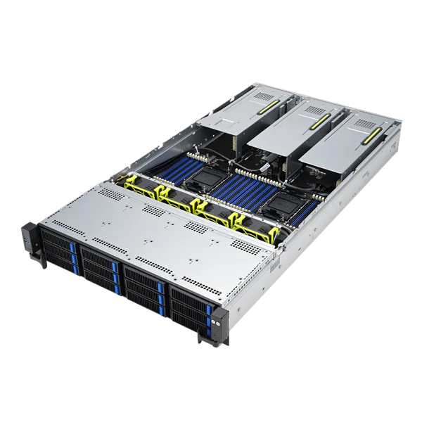 Сервер ASUS RS720-E11-RS12U, 2U, 2 x LGA4677, 32 DIMM DDR5, 12 x 3.5”/2.5" (8 x NVMe/SAS*/SATA + 4 NVMe/SATA hs), 2x M.2 slot 2280, 2x10Gbe RJ45, 8 slots PCIe 5.0, 1x OCP 3.0, 2x1600W 2