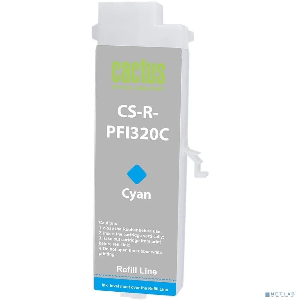 Картридж перезаправляемый струйный Cactus CS-R-PFI320C PFI-320C голубой для Canon imagePrograf TM-200/200MFP/205/300/300MFP/305/250/255/350/355 без чипа