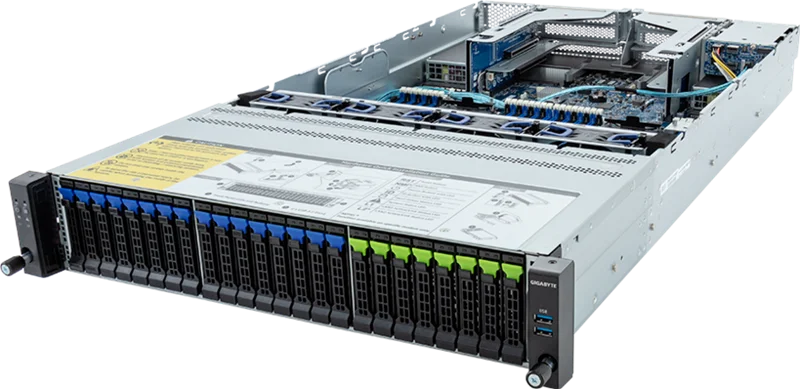 Шасси серверное Gigabyte Server Platform R283-S98 / 2U / 2xIntel (Gen 4/5) / 2xHS / 32xDIMM / 8xSFF NVMe/SATA/SAS + 16xSFF SATA/SAS + 2xSFF SATA/SAS / 2x1GbE / 2xOCP 3.0 / 4xFHHL / 2x2000W / Rails / 1Y