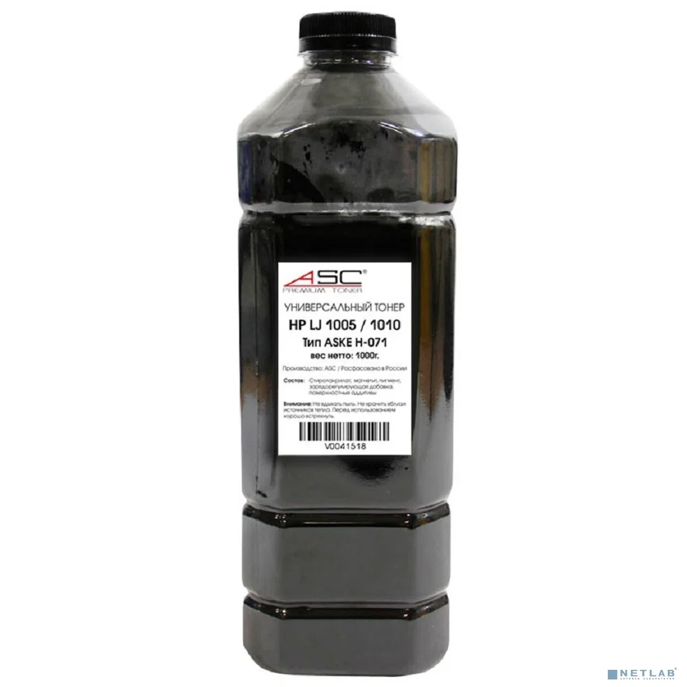 ASC Тонер универсальный для HP LJ 1005/1010 (Тип ASKE H-071), Bk, 1 кг, канистра