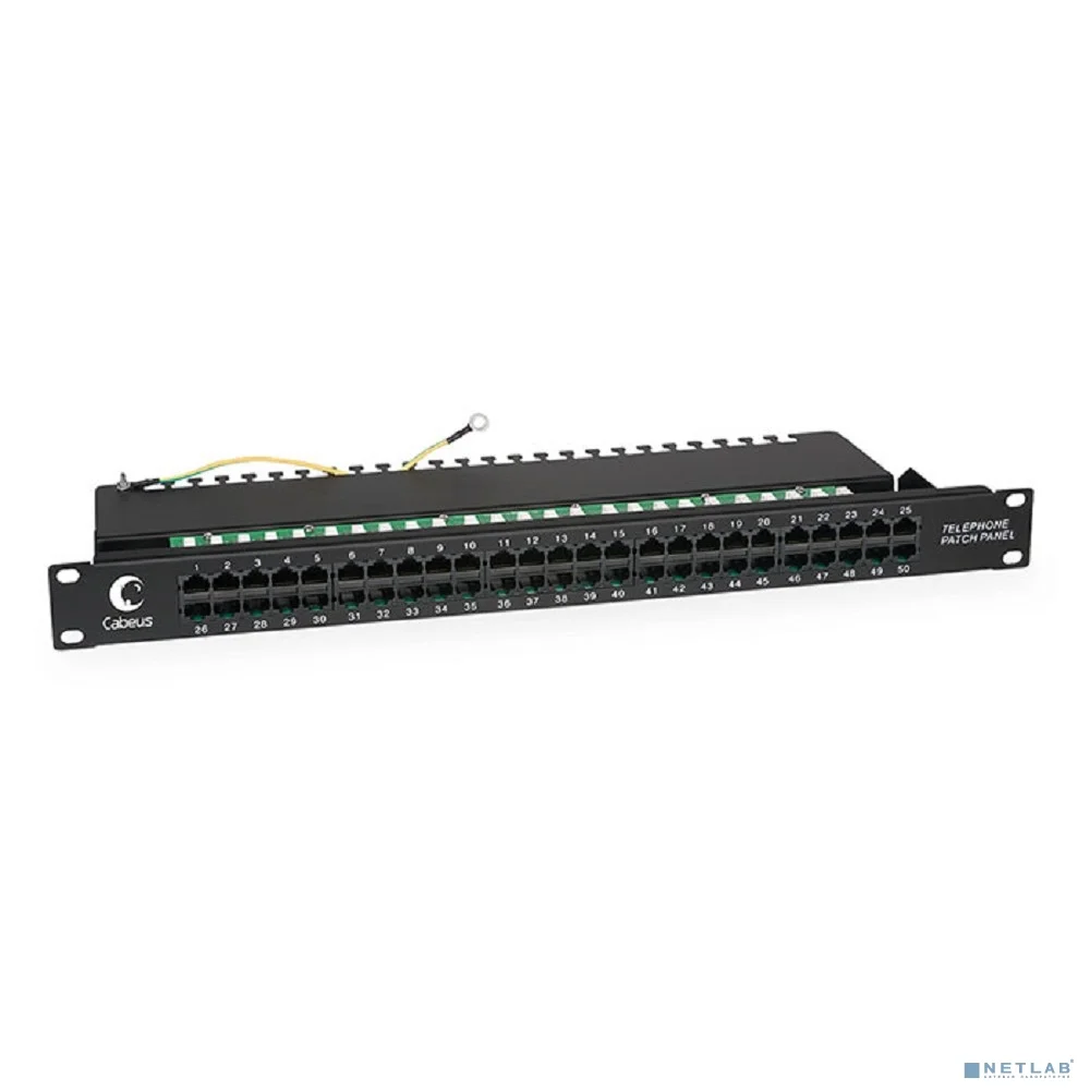 Cabeus PL-50-TEL-Dual IDC Патч-панель 19" (1U), 50 портов RJ-45, Dual IDC (телефонная раскладка)