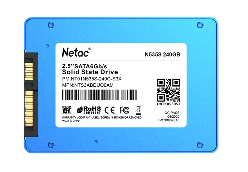 SSD накопитель Netac SSD N535S 240GB 2.5 SATAIII 3D NAND, 7mm, R/W up to 540/490MB/s, TBW 140TB, 5y wty 2