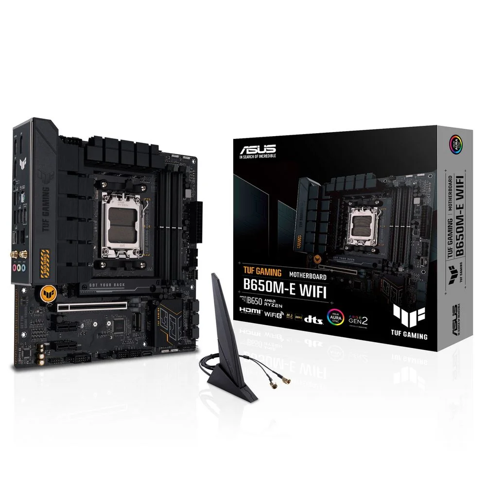 Материнская плата ASUS TUF GAMING B650M-E WIFI AM5 mATX 4xDDR5 PCIEx16 2xPCIEx1 2xM.2 USB-C HDMI 2xDP 2.5GLAN Wi-Fi 6