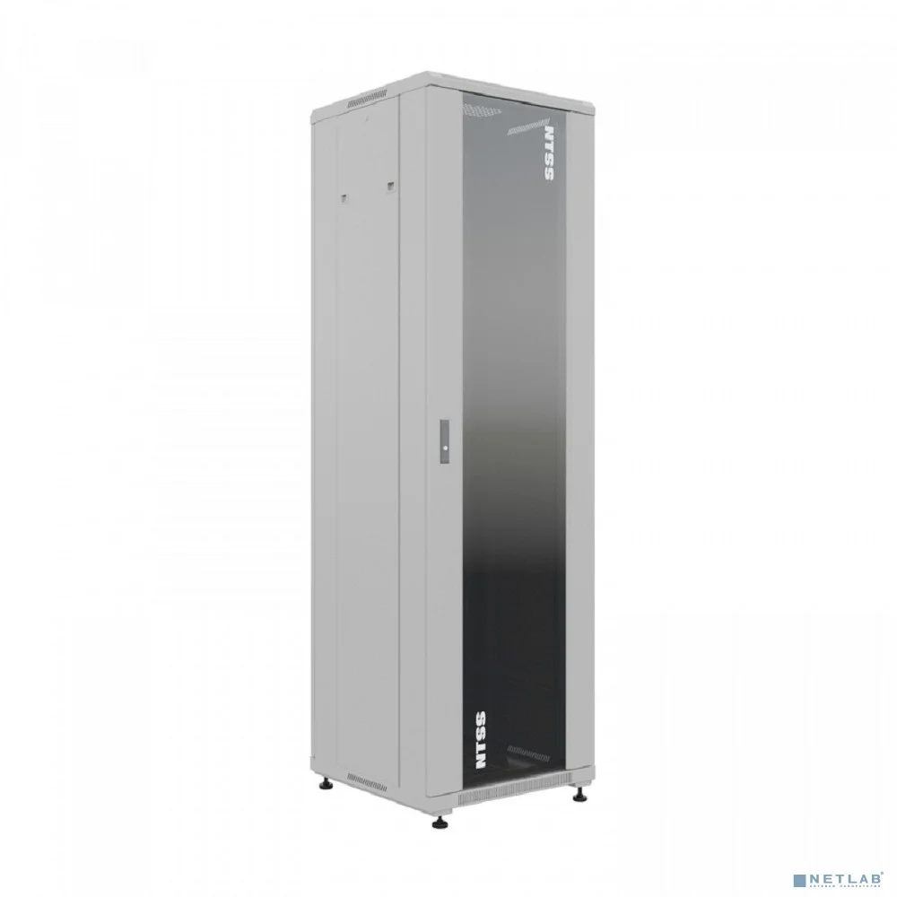 NTSS Шкаф напольный универсальный серверный NTSS R 42U 600х600мм, 4 профиля 19, двери стекло и сплошная металл, боковые стенки съемные, регулируемые опоры, разобранный, серый RAL 7035 NTSS-R42U6060GS 2