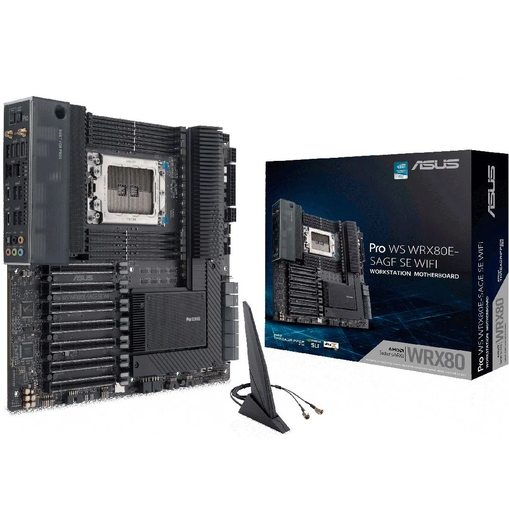 Материнская плата ASUS PRO WS WRX80E-SAGE SE WIFI SWRX8 EATX 8xDDR4 7xPCIEx16 3xM.2 2xUSB-C 10GLAN Wi-Fi 6 {3} (066262)