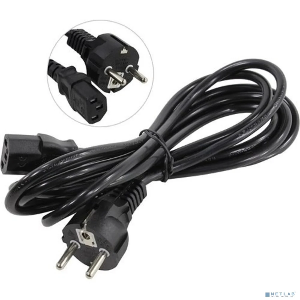 Exegate EP280650RUS Кабель питания ExeGate Power PC-3P (Евровилка Schuko->С13) VDE-250V-3*0.75mm2, медь, черный, 3м. 2