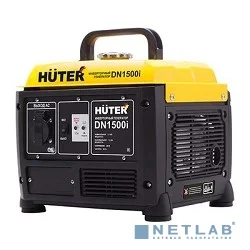 Huter DN1500i 64/10/4 Инверторный Генератор {четырехтактный, 1500Вт, 220В/50Гц, 57Дб, принудительное охлаждение, бак 3,5 л, максимальный расход 1,5 л/час, габариты 537х288х446, вес 25 кг}