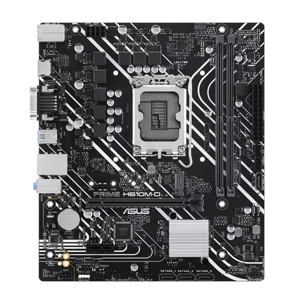 ASUS PRIME H610M-D (Socket 1700, mATX, 2xDDR5(96GB), VGA/HDMI 2.1, 1xPCIe 4.0x16/1xPCIe 3.0, 1xLAN, 4xSATA 6Gb/s, 1xM.2, 2xUSB 3.2, 4xUSB 2.0, 1xPS/2)