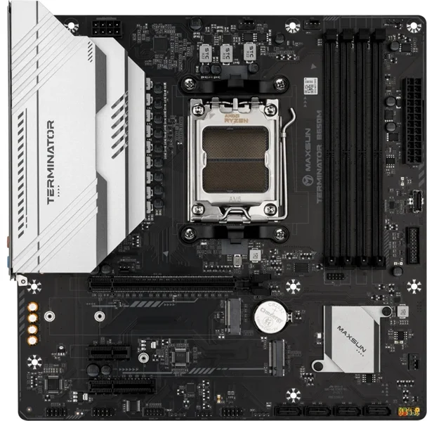 MAXSUN MS-Terminator B650M (Socket AM5, mATX, 4*DDR5(192Gb), DP/HDMI, 4*SATA3, 2*M.2, 1*PCIEx16/1*PCIEx4/1*PCIEx1, 2*USB 2.0, 4*USB 3.2, LAN 1*2.5G, RTL)