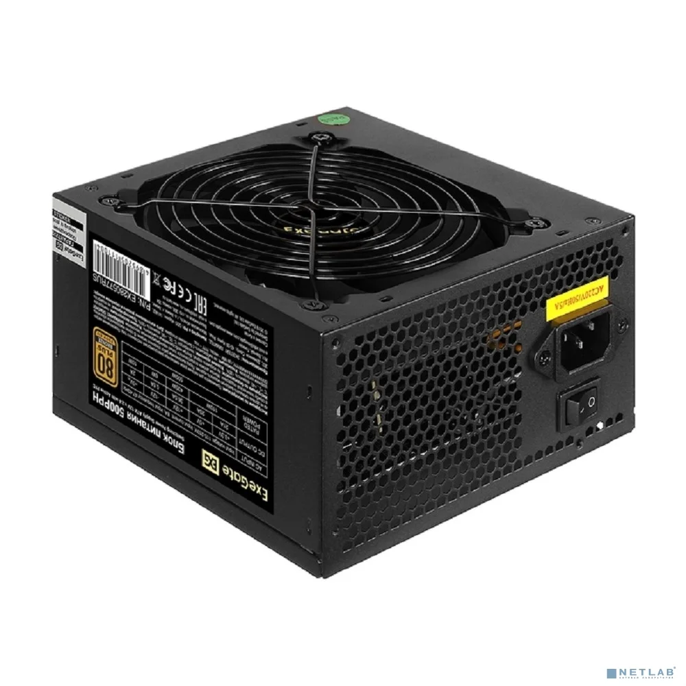 Exegate EX280577RUS Блок питания 500W Exegate , RTL, 80+Bronze 500PPH, ATX, black, APFC, 12cm, 24p, (4+4)p, 5*SATA, 3*IDE