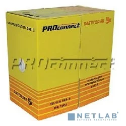 PROconnect (01-0147-3) Кабель витая пара омедненный F/UTP, CCA, CAT 6, PVC, 4PR, 23AWG, INDOOR, SOLID, серый, 305м