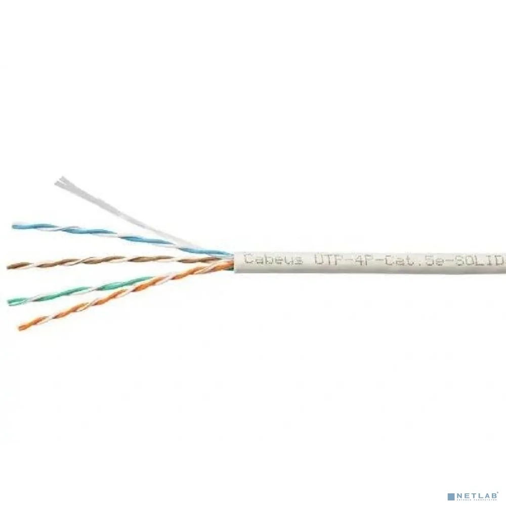 кабель Cabeus UTP-4P-Cat.5e-SOLID-LSZH-LIGHT Кабель витая пара UTP (U/UTP), категория 5e, 4 пары 0,47мм (24 AWG), одножильный, LSZH, нг(А)-HF, (305 м)
