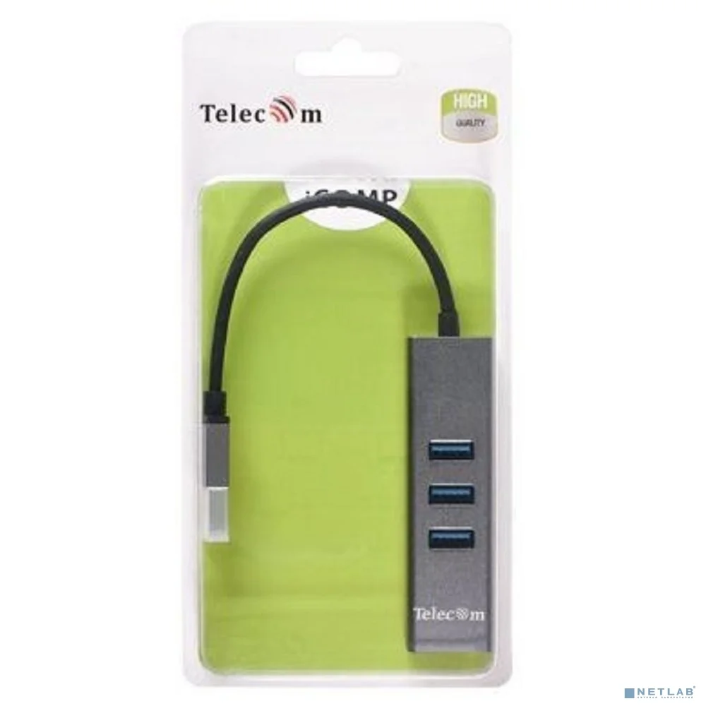 Telecom Переходник USB 3.0 -->RJ-45 1000Mbps +3 USB3.0, Aluminum Shell, 0.2м Telecom <TA311U>