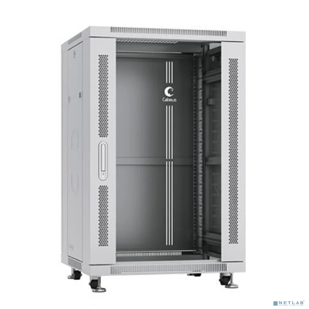 Cabeus SH-05C-18U60/60 Шкаф монтажный телекоммуникационный 19" напольный для распределительного и серверного оборудования 18U 600x600x988mm (ШхГхВ) передняя стеклянная и задняя сплошная металлическая