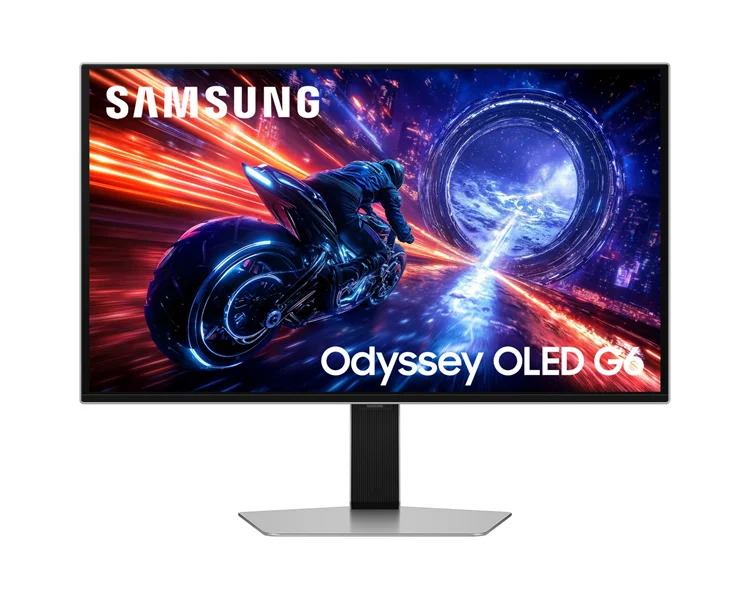 Монитор Samsung 27" Odyssey OLED G6 G60SF S27FG602SI OLED 16:9 2560x1440x500Hz 0,03ms 300cd 1M:1 178/178 1млрд HDMI DP USB 3.2 Gen1x2 Tilt Swiv HAS Pivot БП внешн VESA Silver
