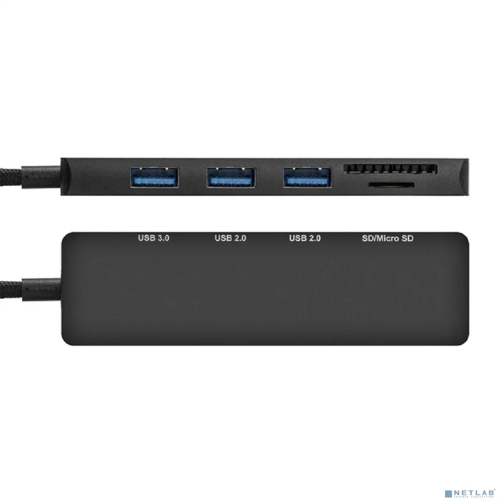Exegate EX297632RUS Док-станция 4-в-1 ExeGate DUB-2213C/CR (кабель-адаптер USB Type-C --> 2xUSB2.0+ 1xUSB3.0+Card Reader, Plug&Play, черный)
