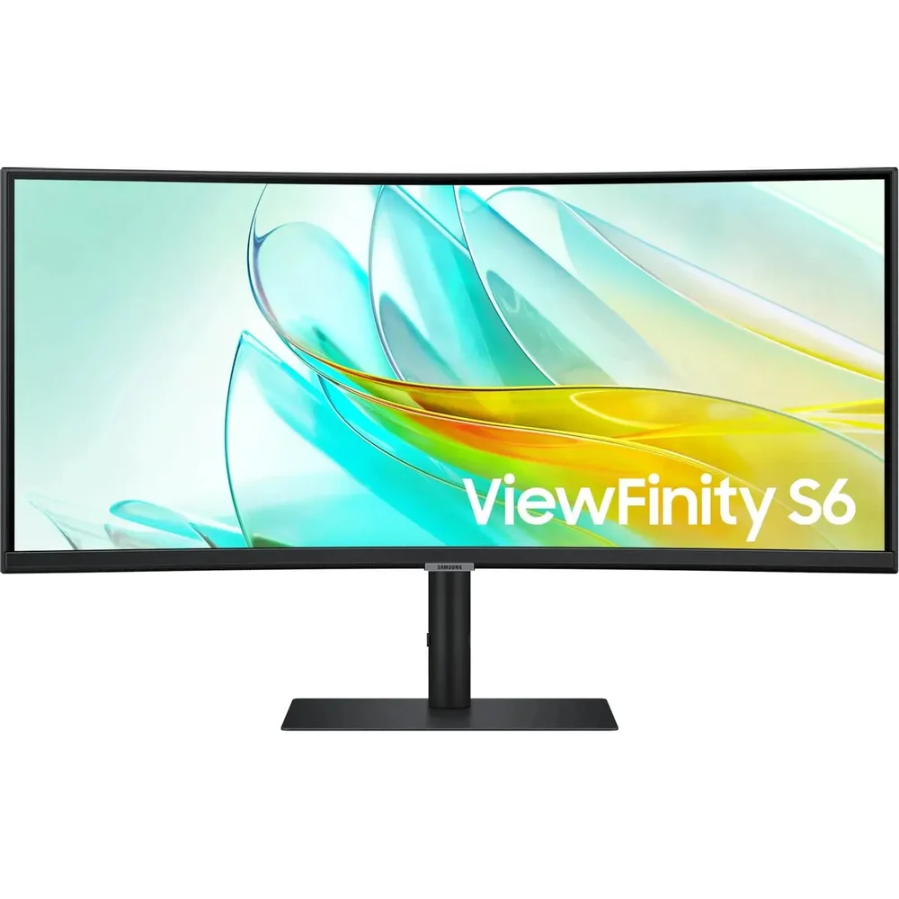 Монитор Samsung 34" ViewFinity S6 S34C650UAI Curved (VA 21:9 3440x1440x100Hz 5ms 350cd 3000:1 178/178 1,07 млрд DP; HDMI; USB-C (90 Вт) USB3.0x3 RJ45 Spk 2x5W HAS Tilt Swiv KVM Switch БП внутр VESA Black