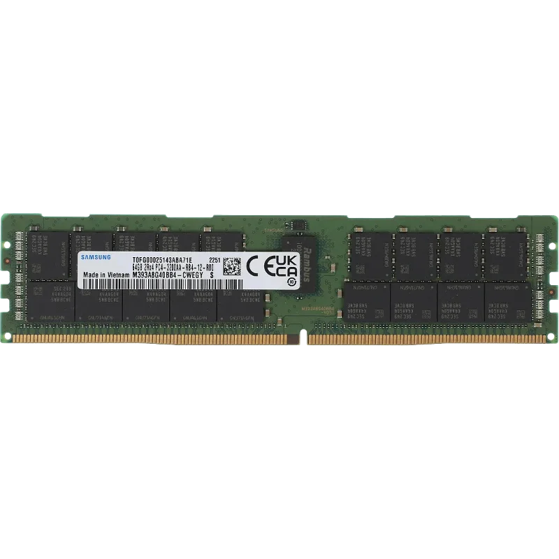 Оперативная память Samsung DDR4  64GB RDIMM (PC4-25600) 3200 Mbps ECC Reg 1.2V (M393A8G40BB4-CWE) 1 year, OEM, clean pull 2