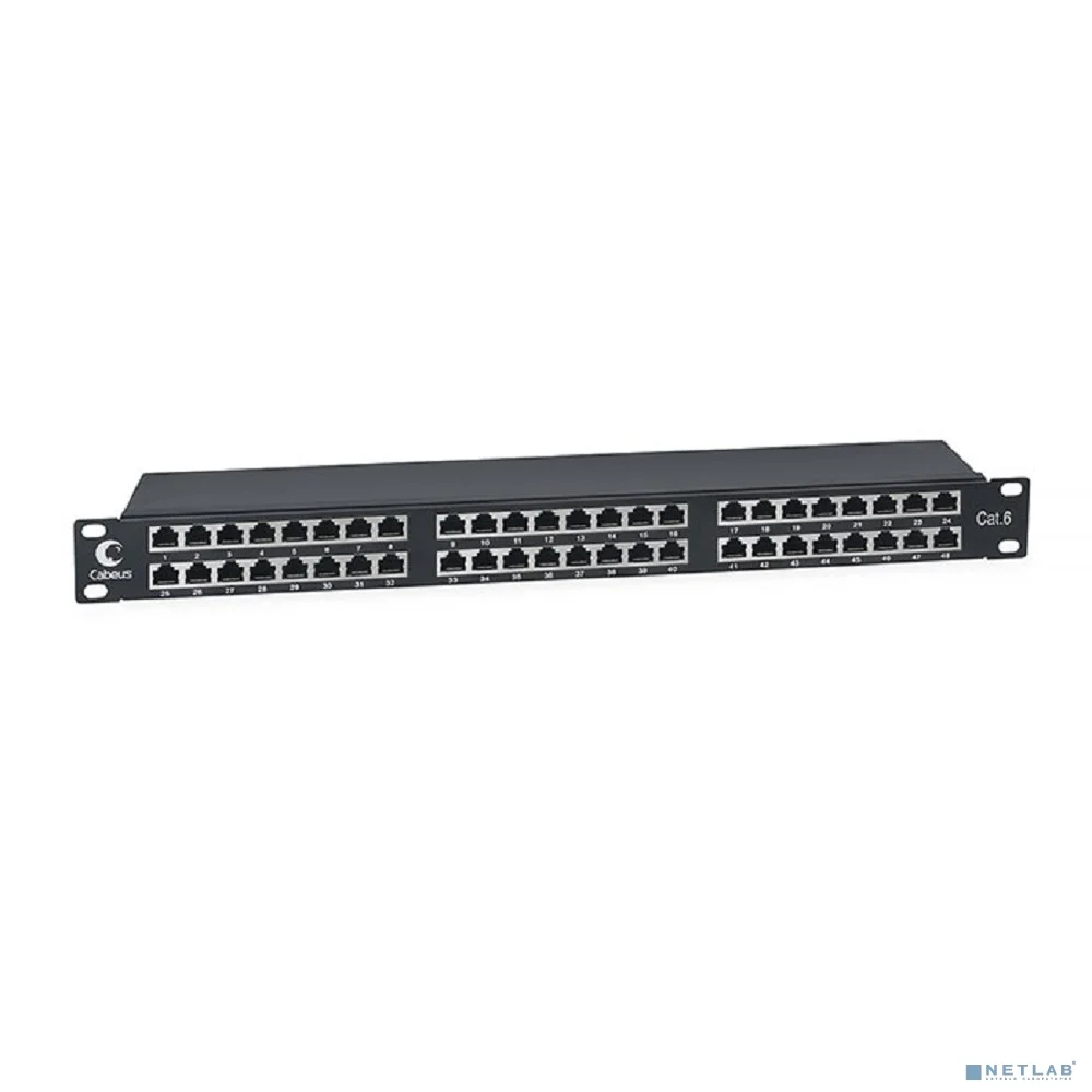 CABEUS PLHD-48-CAT.6-SH-DUAL IDC-1U ПАТЧ-ПАНЕЛЬ ВЫСОКОЙ ПЛОТНОСТИ 19", 1U, 48 ПОРТОВ RJ-45, КАТЕГОРИЯ 6, ПОЛНОСТЬЮ ЭКРАНИРОВАННАЯ, DUAL IDC