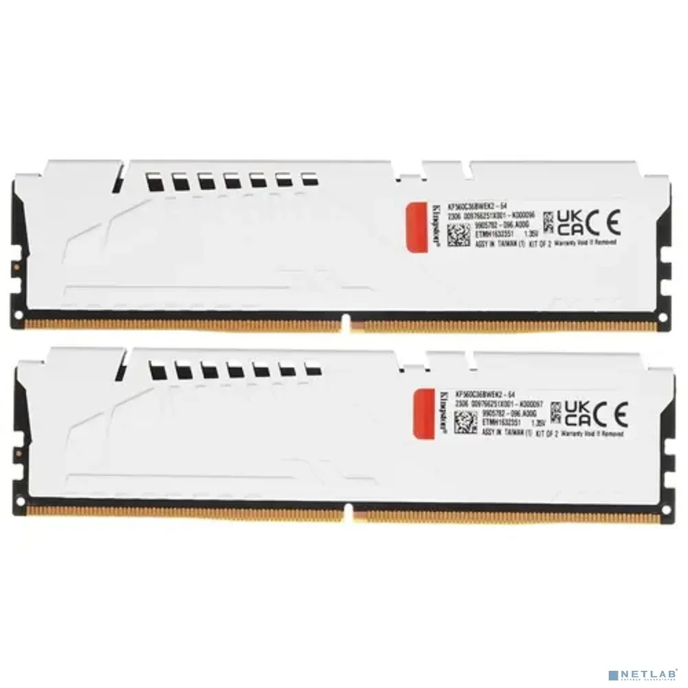 Kingston DDR5 DIMM 64Gb 2x32GB 6000MHz KF560C36BWEK2-64 Fury Beast RTL Gaming PC5-48000 CL36 288-pin 1.35В dual rank с радиатором Ret