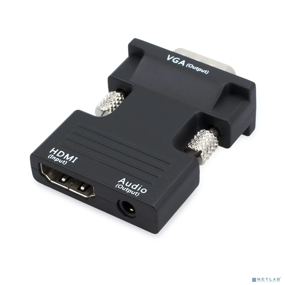 ORIENT C105, Адаптер HDMI F -> VGA 15M+Audio, для подкл.монитора/проектора к выходу HDMI, аудиокабель в комплекте, черный (31300)