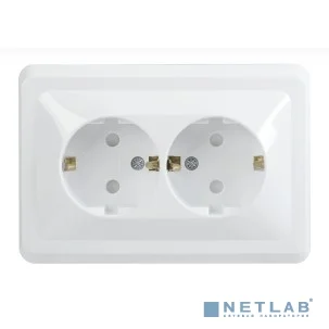 Iek ERV24-K01-16-DM РСш12-3-ВБ Розетка 2местн. с з/к c защ.штор. 16А ВЕГА (белый) IEK