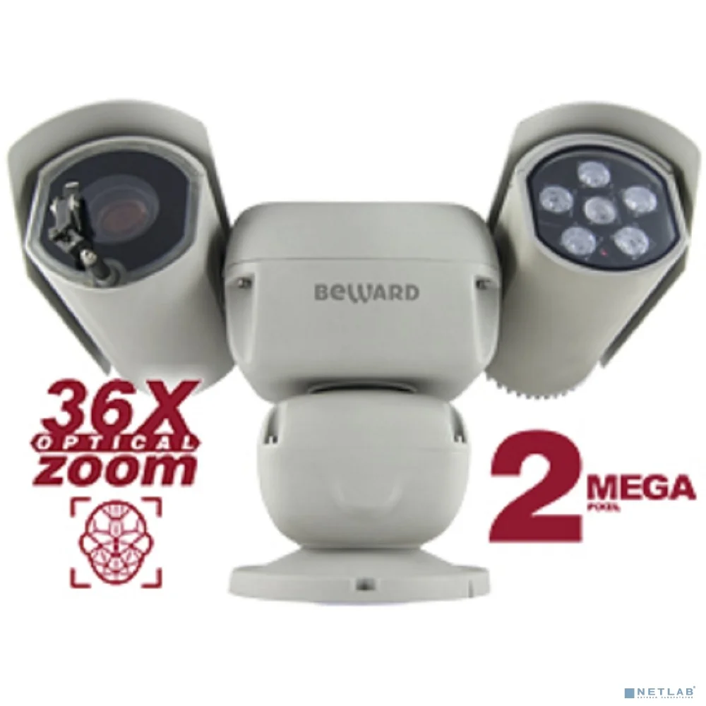 BEWARD B81889R-2595Z3 2 Мп, 1/2'' КМОП SONY Exmor, скоростная PTZ 0.1-200°/сек, 0.001 лк (день)/0.0005 лк (ночь), 2xWDR до 140 дБ, 3 потока H.265/H.264/MJPEG, Zoom 36x