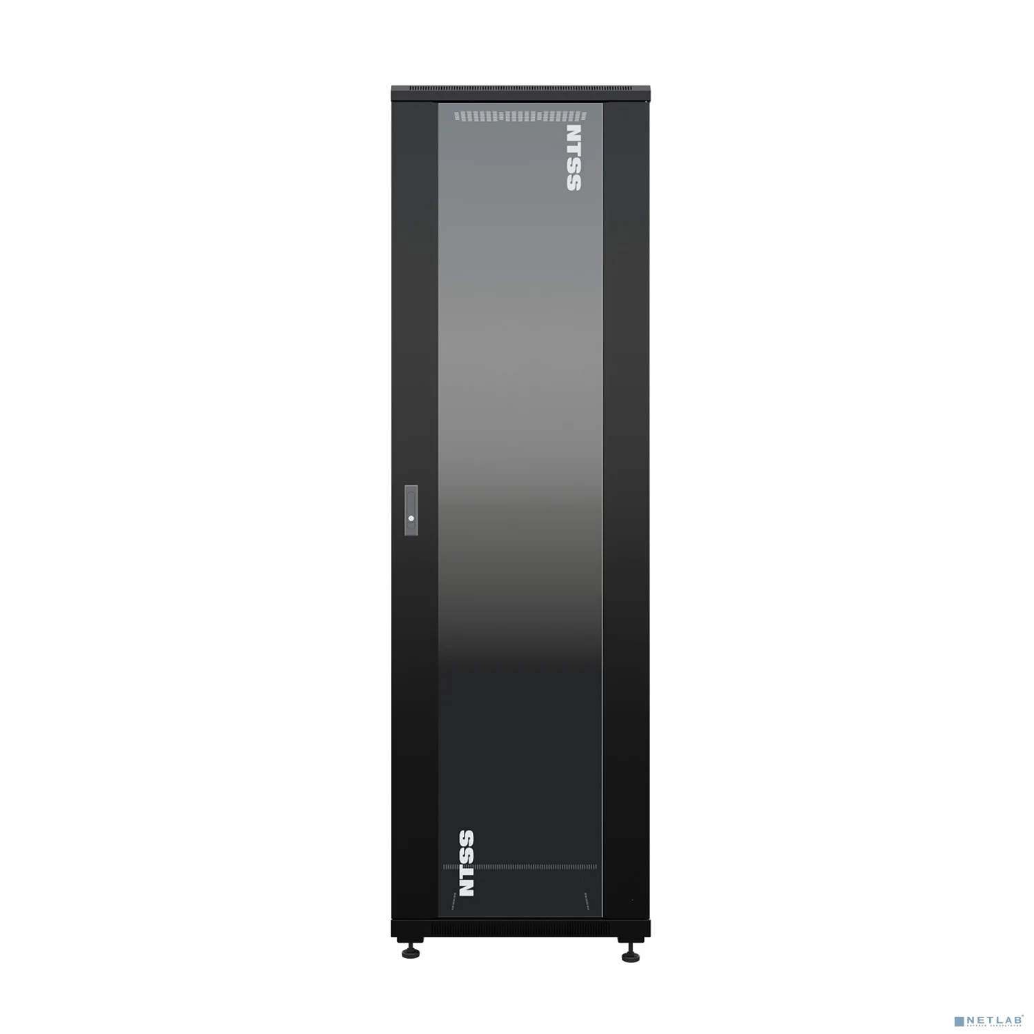 NTSS Шкаф напольный универсальный серверный NTSS R 42U 600х600мм, 4 профиля 19, двери стекло и сплошная металл, боковые стенки съемные, регулируемые опоры, разобранный, черный RAL 9005 NTSS-R42U6060GS