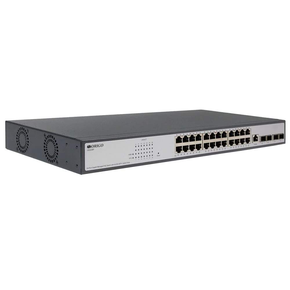 ORIGO OS3228P/250W/A1A Управляемый L3 PoE-коммутатор 24x1000Base-T PoE+, 4x10G SFP+, PoE-бюджет 250 Вт