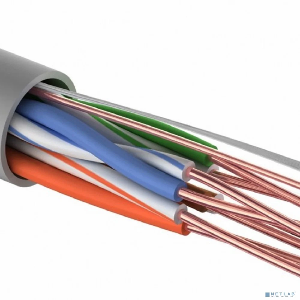 Rexant (01-0043-50) Кабель витая пара U/UTP, CAT 5e, PVC, 4PR, 24AWG, INDOOR, SOLID, серый, 50м,