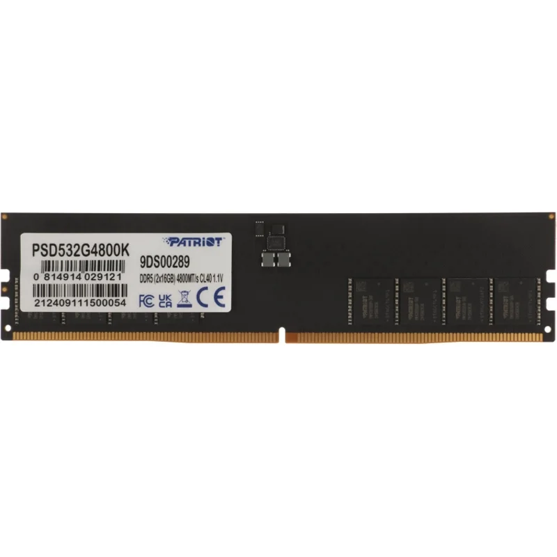 Оперативаня память Patriot SL DDR5 DIMM 32GB 4800MHz CL40 KIT 2*16GB 40-40-40-77 1.1V