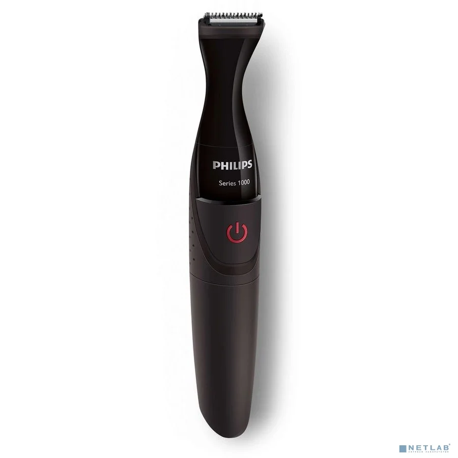 PHILIPS MG1100/16 Компактный триммер для бороды, работа от батареек,3 гребня (1-3-5мм), насадка-бритва, черный.
