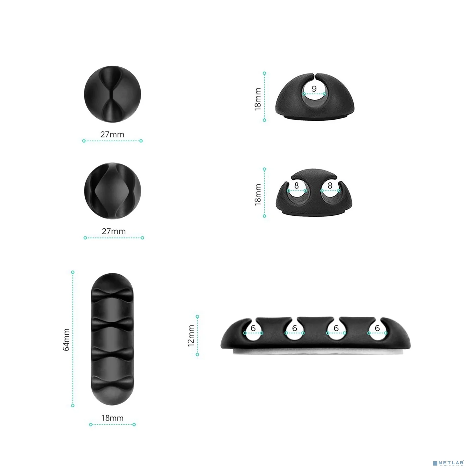 Набор клипс для крепления бытовых проводов ONKRON CM-1 Black