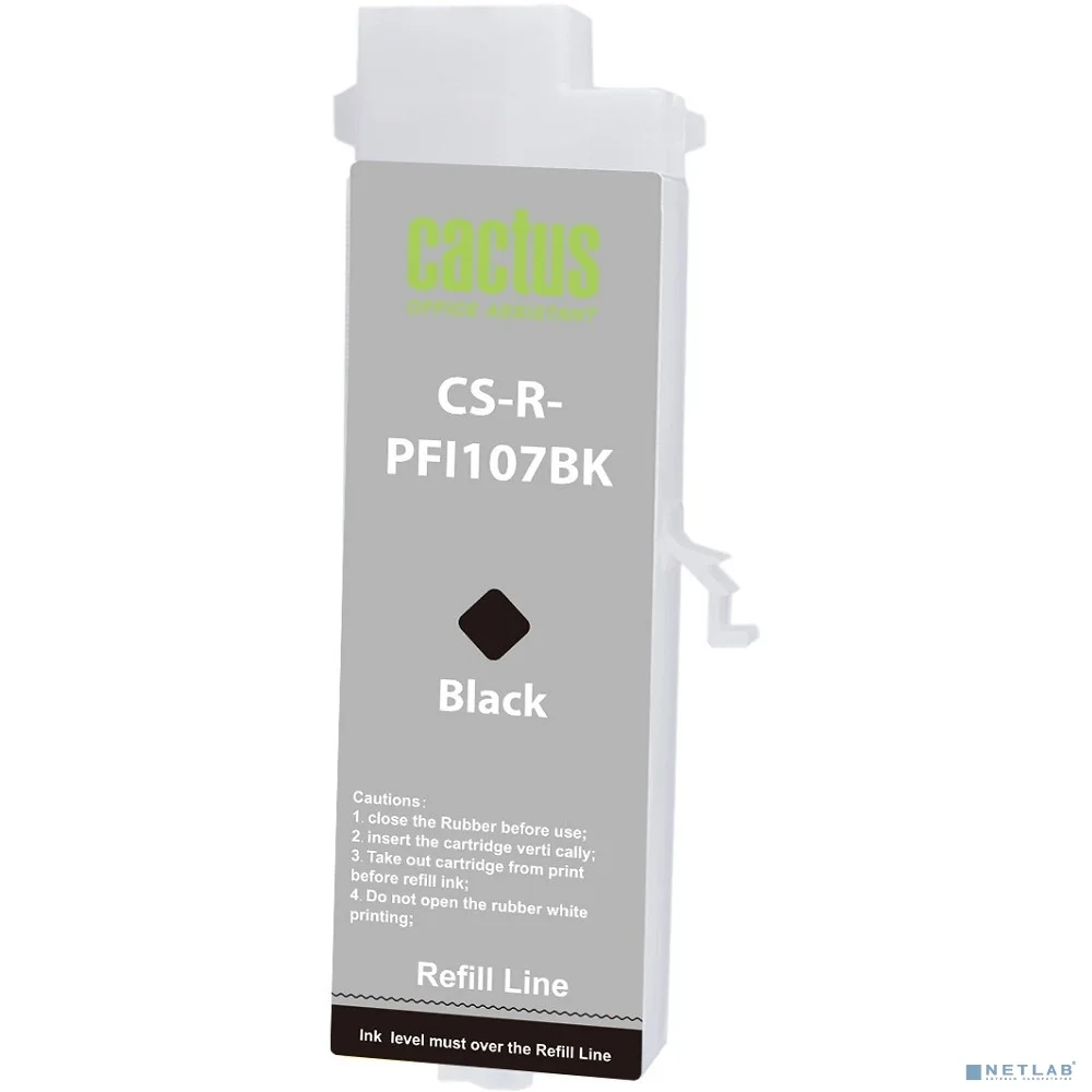 Картридж перезаправляемый струйный Cactus CS-R-PFI107BK черный для Canon imageProGRAF iPF670/680/685/770/780/785 без чипа