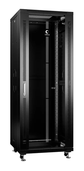 Шкаф Cabeus SH-05C-37U60/80-BK Шкаф монтажный телекоммуникационный 19" напольный для распределительного и серверного оборудования 37U 600x800x1833mm (ШхГхВ) передняя стеклянная и задняя сплошная металличес