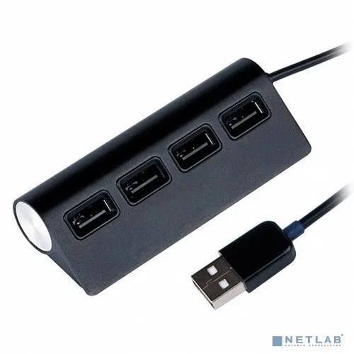 Ritmix Разветвитель USB (USB хаб) настольный, кабель 1м, на 4 порта USB, High speed USB 2.0, Plug-n-Play, питание от USB, 5В, скорость до 480 Мбит/с, черный (CR-2400)
