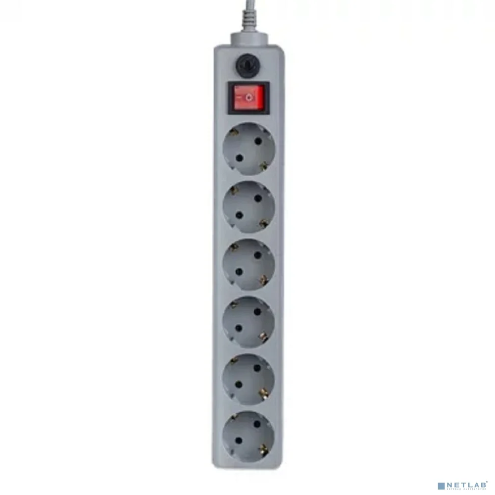 Perfeo Сетевой фильтр "POWER+",PF_A4675 (5,0м, 6 розеток, серый (PF-PP-6/5,0-G))